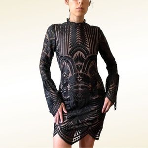 CAMILLE LA VIE Gothic Little Black Cocktail Mini Dress
